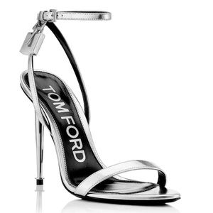 TOM FORD LAMINATED NAPPA PADLOCK POINTY NAKED SANDAL